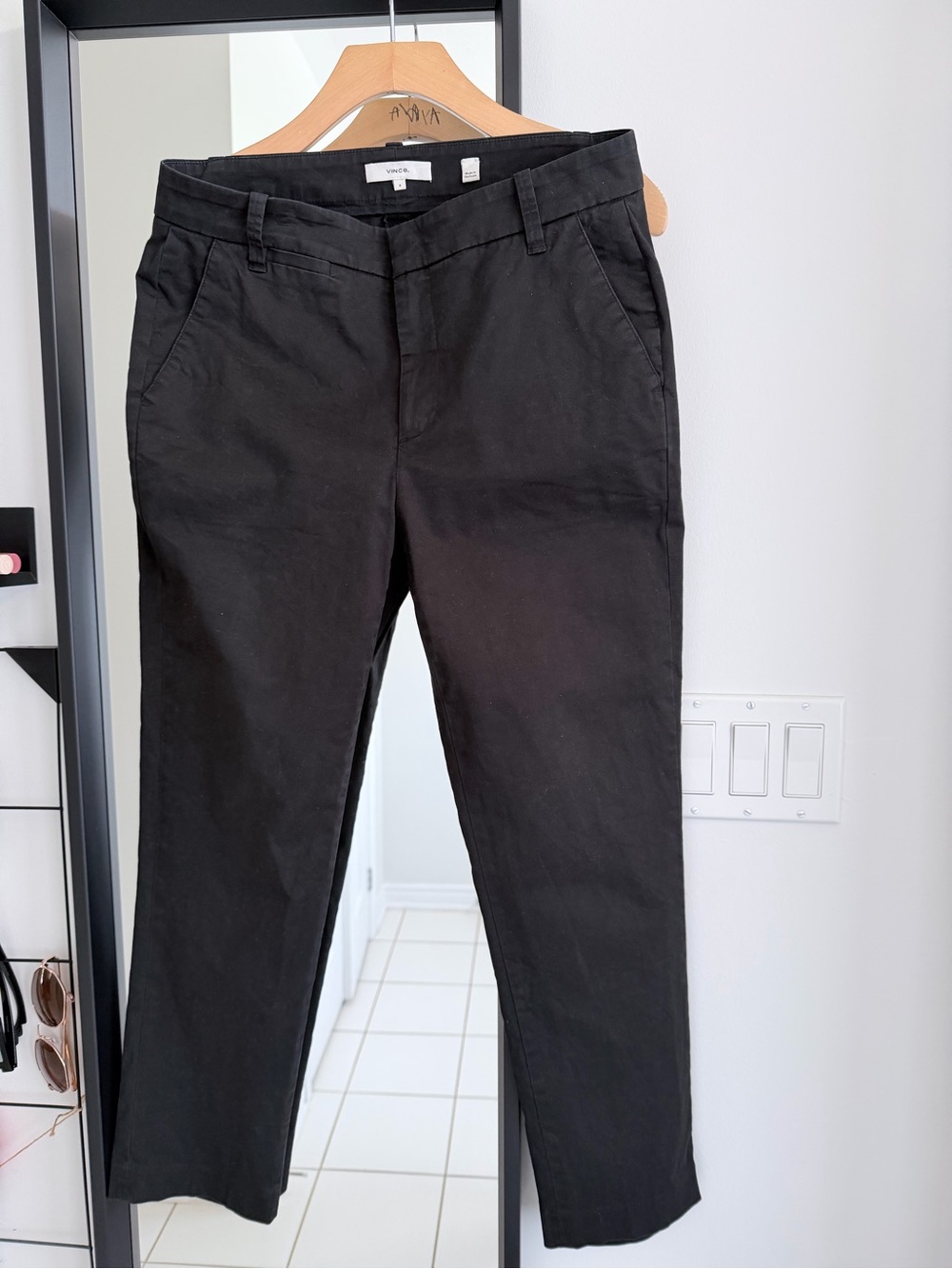 Vince Black Cotton Stretch Slim Straight Ankle Pants Size 8